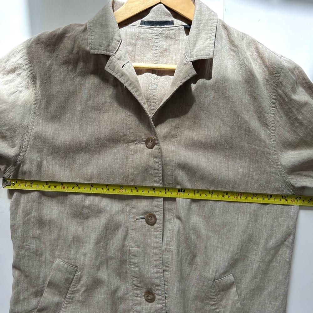 Uniqlo Linen blend Long dress Coat Beige Minimalist Coat - Picture 6 of 8